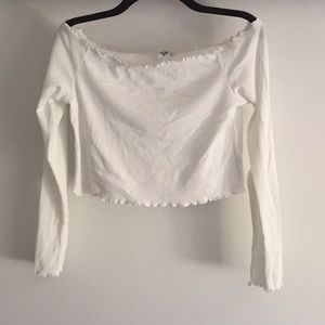 Off the shoulder white shirt